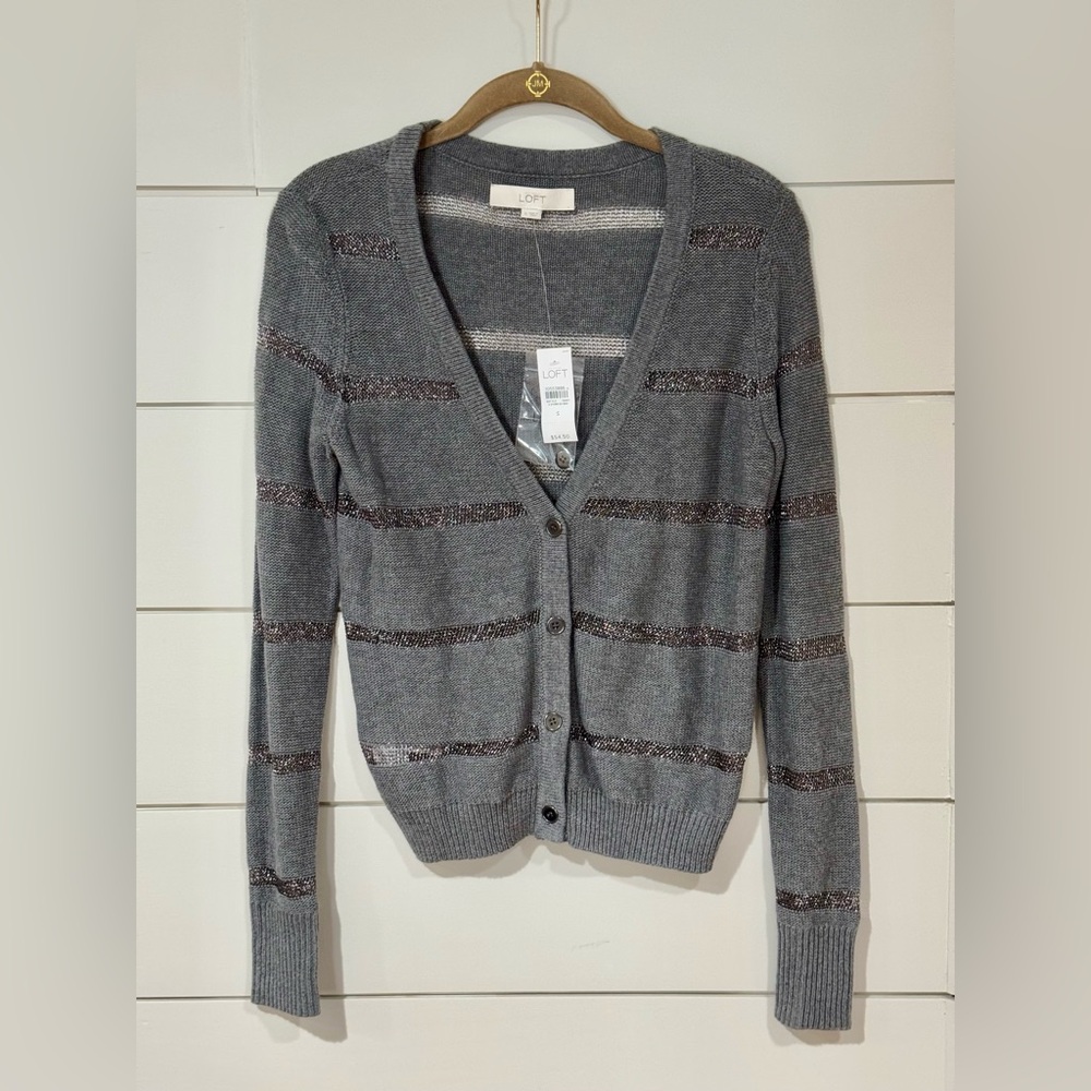 NEW LOFT Metallic Mesh Cardigan Size S